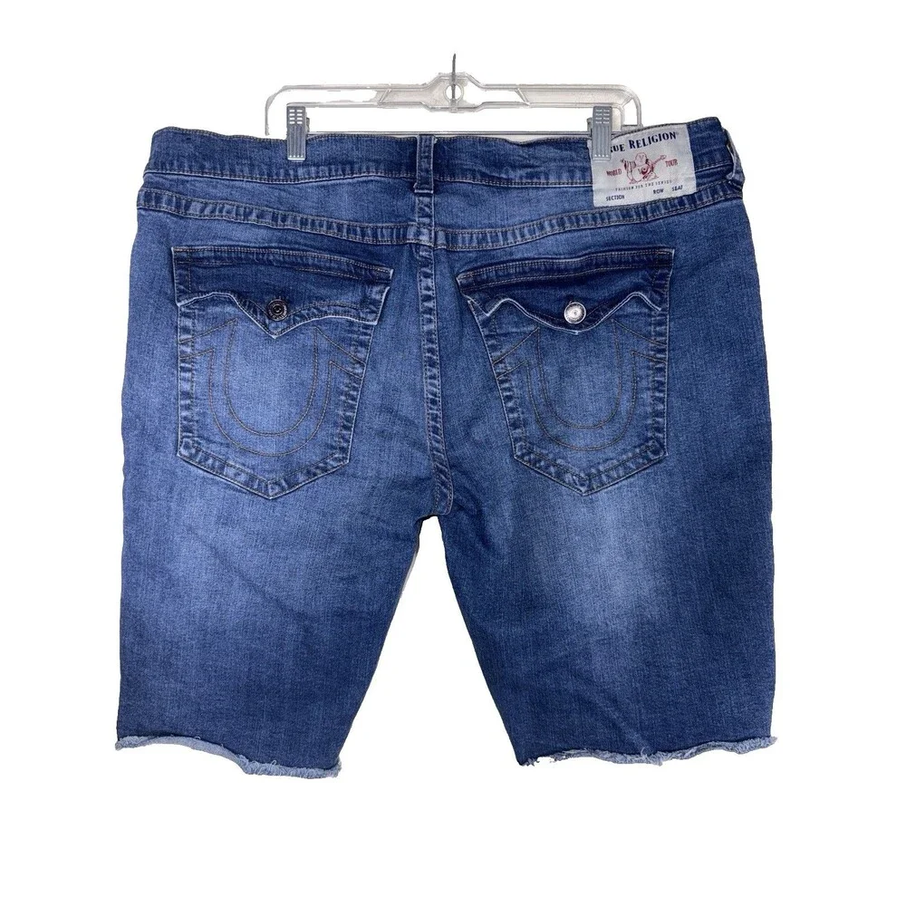 EUC True Religion Men’s Ricky Flap Raw Hem Shorts Relaxed Straight Size 42